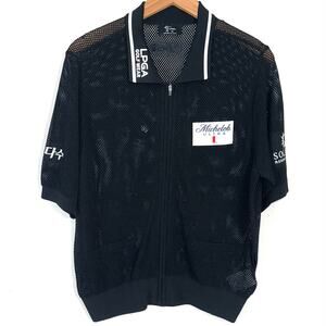 LPGA Black Mesh Sponsored Golf Short Sleeve Polo Top Size Medium